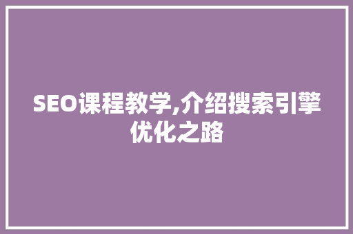 SEO课程教学,介绍搜索引擎优化之路