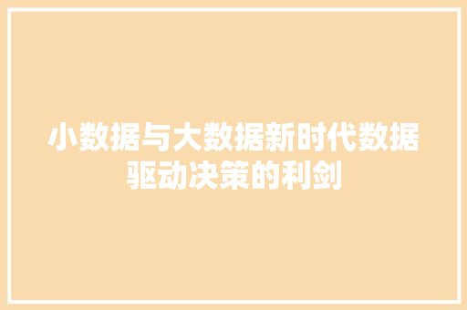小数据与大数据新时代数据驱动决策的利剑