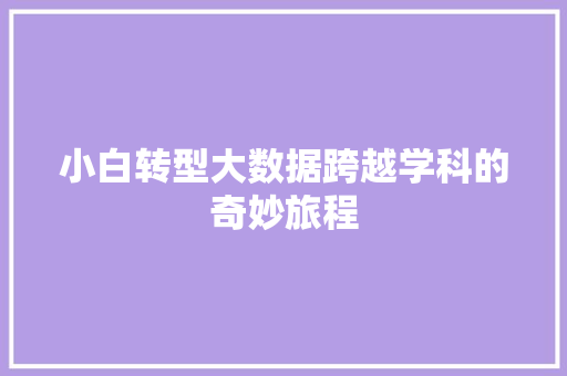 小白转型大数据跨越学科的奇妙旅程