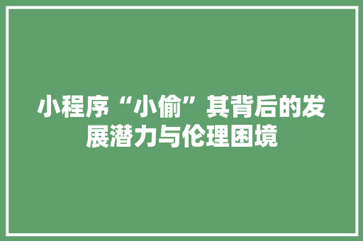 小程序“小偷”其背后的发展潜力与伦理困境