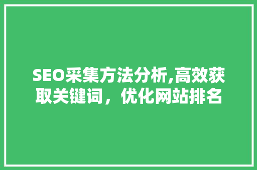 SEO采集方法分析,高效获取关键词，优化网站排名 响应式设计