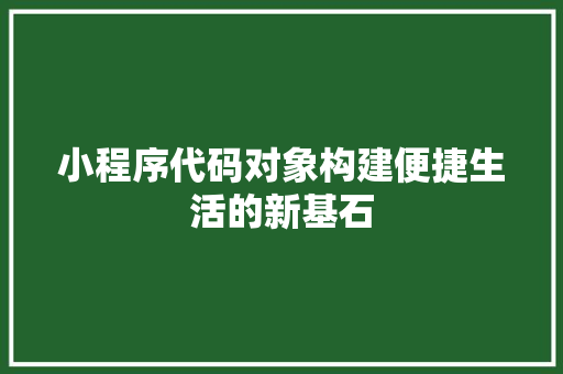 小程序代码对象构建便捷生活的新基石