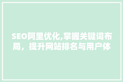 SEO阿里优化,掌握关键词布局，提升网站排名与用户体验 网站建设