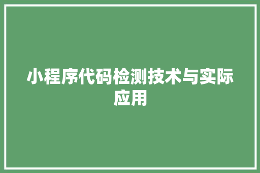 小程序代码检测技术与实际应用