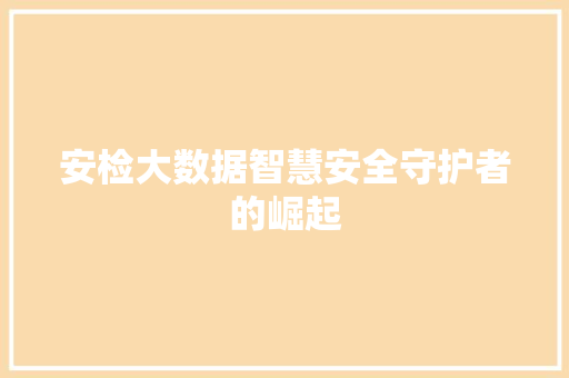 安检大数据智慧安全守护者的崛起