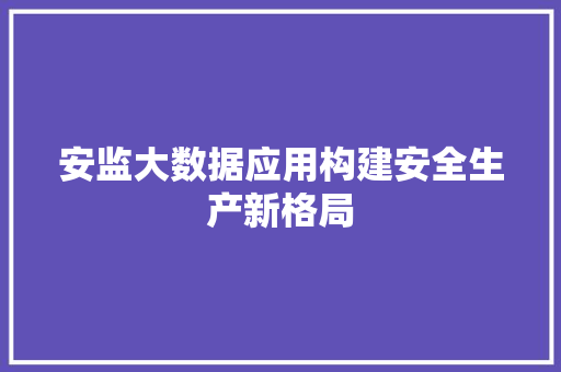 安监大数据应用构建安全生产新格局