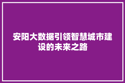 安阳大数据引领智慧城市建设的未来之路