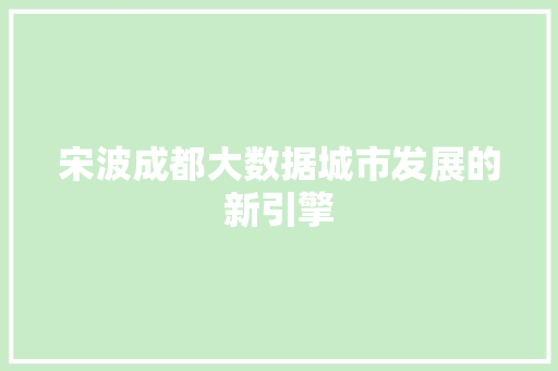 宋波成都大数据城市发展的新引擎