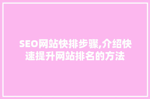 SEO网站快排步骤,介绍快速提升网站排名的方法 响应式设计