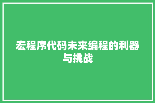 宏程序代码未来编程的利器与挑战