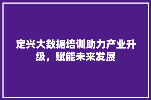 定兴大数据培训助力产业升级，赋能未来发展