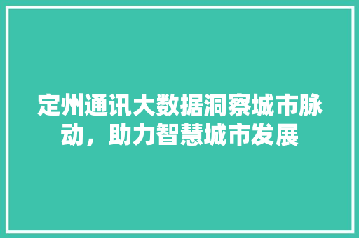 定州通讯大数据洞察城市脉动，助力智慧城市发展