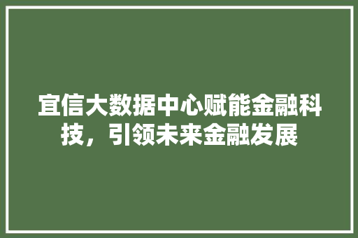 宜信大数据中心赋能金融科技，引领未来金融发展