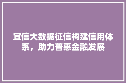 宜信大数据征信构建信用体系，助力普惠金融发展