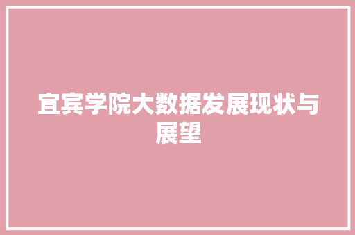 宜宾学院大数据发展现状与展望