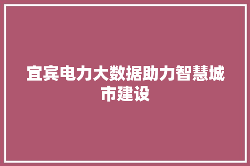 宜宾电力大数据助力智慧城市建设