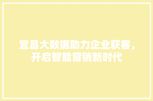 宜昌大数据助力企业获客，开启智能营销新时代