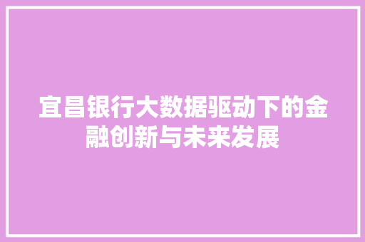 宜昌银行大数据驱动下的金融创新与未来发展