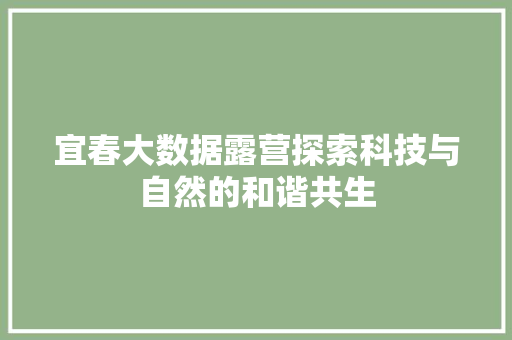 宜春大数据露营探索科技与自然的和谐共生