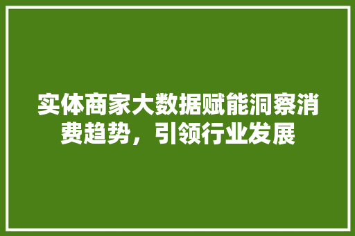 实体商家大数据赋能洞察消费趋势，引领行业发展