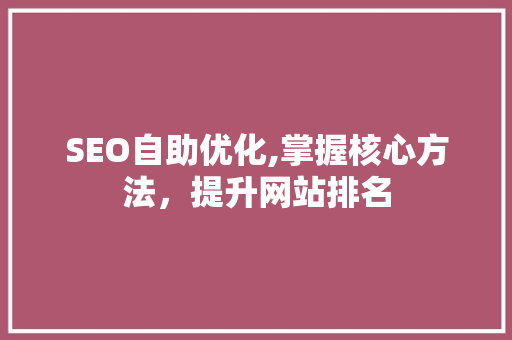 SEO自助优化,掌握核心方法，提升网站排名 商务信函