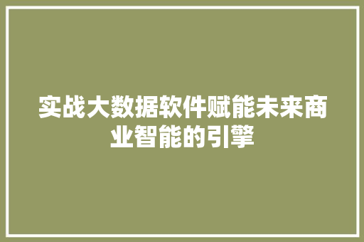 实战大数据软件赋能未来商业智能的引擎