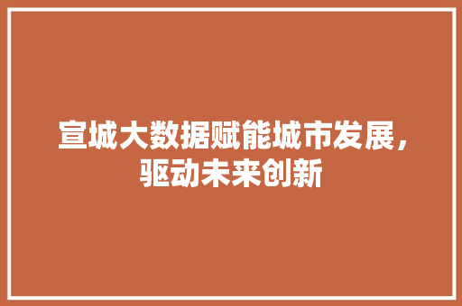 宣城大数据赋能城市发展，驱动未来创新