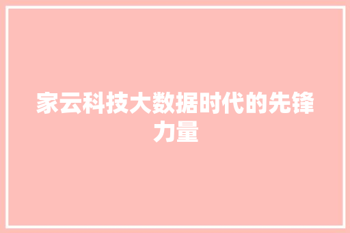 家云科技大数据时代的先锋力量