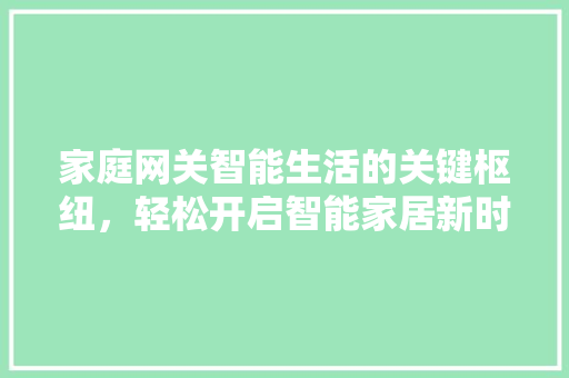 家庭网关智能生活的关键枢纽，轻松开启智能家居新时代