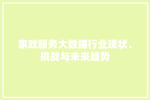 家政服务大数据行业现状、挑战与未来趋势