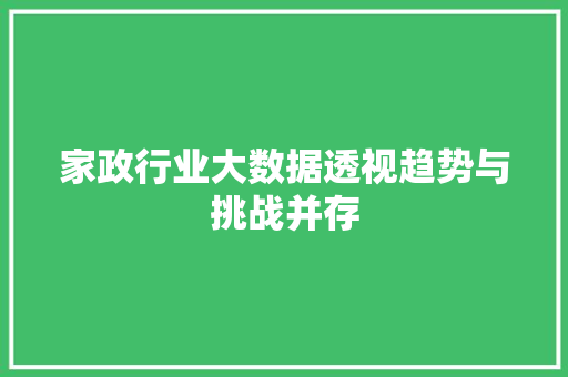家政行业大数据透视趋势与挑战并存