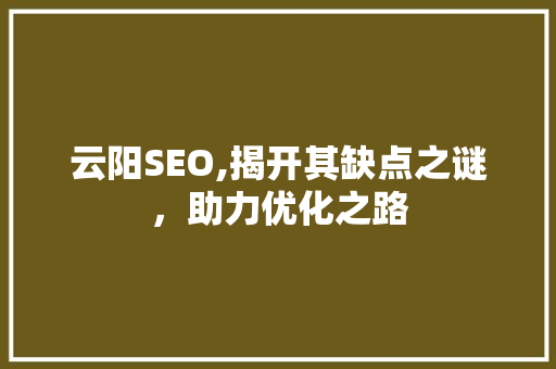 云阳SEO,揭开其缺点之谜，助力优化之路