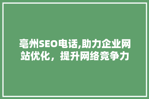 亳州SEO电话,助力企业网站优化，提升网络竞争力