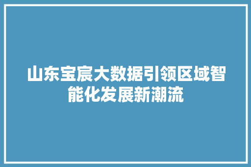 山东宝宸大数据引领区域智能化发展新潮流