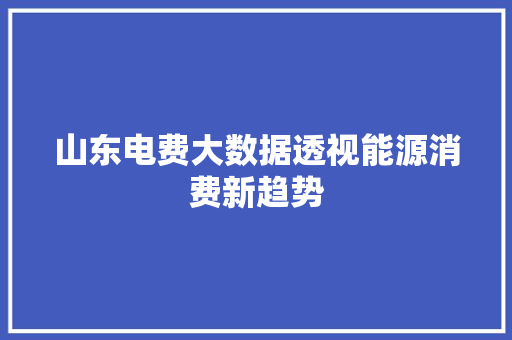 山东电费大数据透视能源消费新趋势