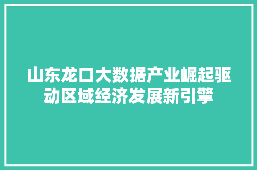 山东龙口大数据产业崛起驱动区域经济发展新引擎