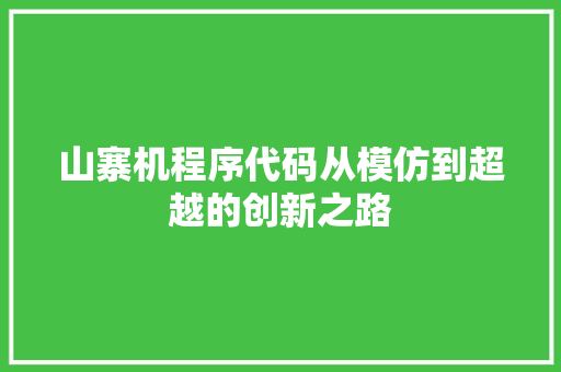 山寨机程序代码从模仿到超越的创新之路