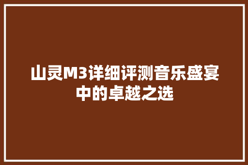 山灵M3详细评测音乐盛宴中的卓越之选