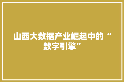 山西大数据产业崛起中的“数字引擎”