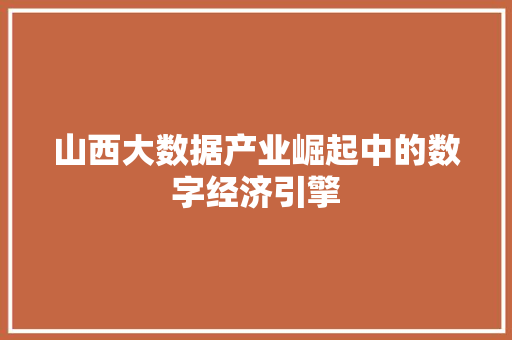 山西大数据产业崛起中的数字经济引擎