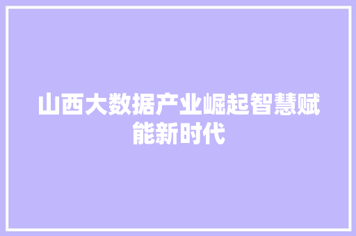 山西大数据产业崛起智慧赋能新时代