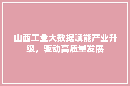 山西工业大数据赋能产业升级，驱动高质量发展