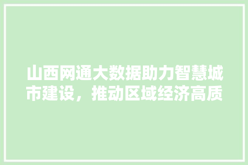 山西网通大数据助力智慧城市建设，推动区域经济高质量发展
