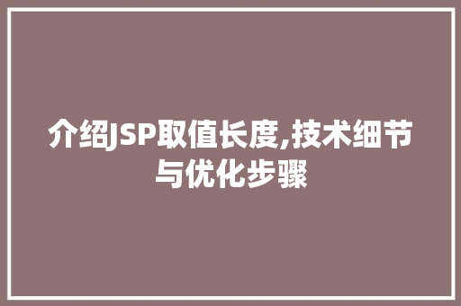 介绍JSP取值长度,技术细节与优化步骤