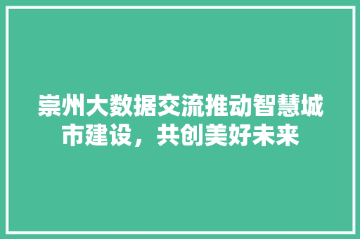 崇州大数据交流推动智慧城市建设，共创美好未来