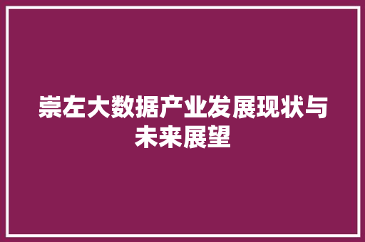 崇左大数据产业发展现状与未来展望