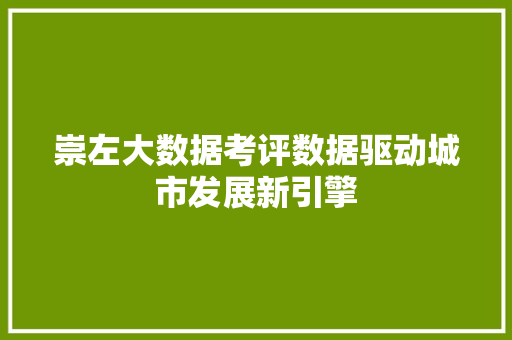 崇左大数据考评数据驱动城市发展新引擎