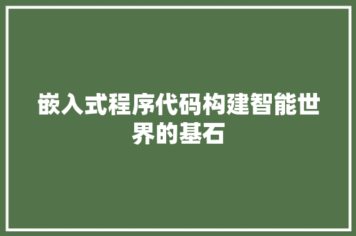 嵌入式程序代码构建智能世界的基石