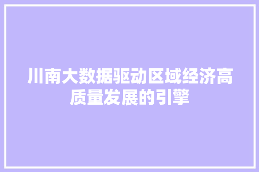 川南大数据驱动区域经济高质量发展的引擎