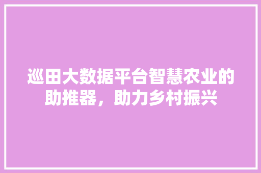 巡田大数据平台智慧农业的助推器，助力乡村振兴